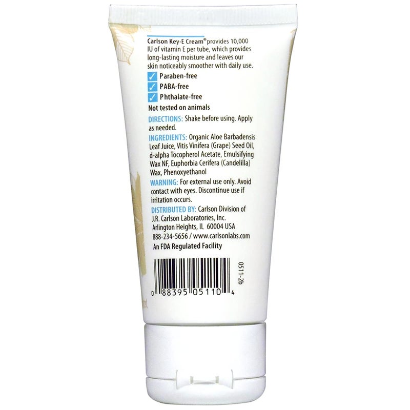 Carlson - Key-E Hand & Body Cream, Vitamin E & Organic Aloe, 10000 IU Vitamin E, Fragrance-Free, 2 oz - Image 2